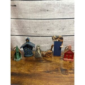 Cat‎ Folk Primitive Style Wood Block House